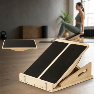 2‑in‑1 Wooden Adjustable angles Balance Board & Calf Stretcher